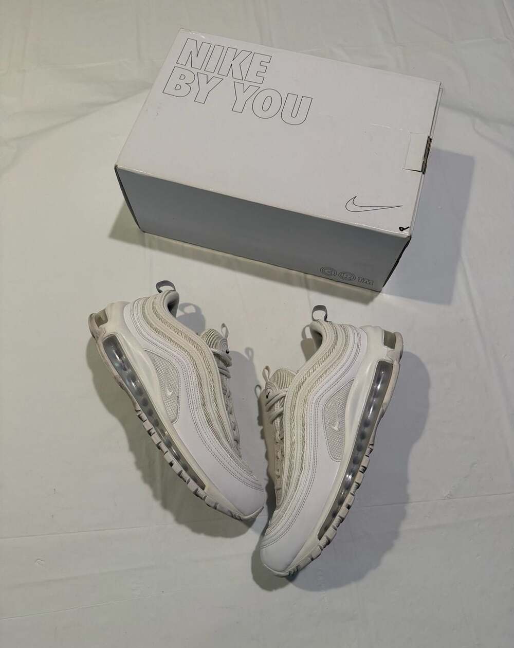 Nike Air Max 97 'Nike By You' Triple White Sneakers size 7.5 women 6 youth‎